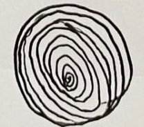 hand drawn icon of abstract eye, sun and moon, and swirl